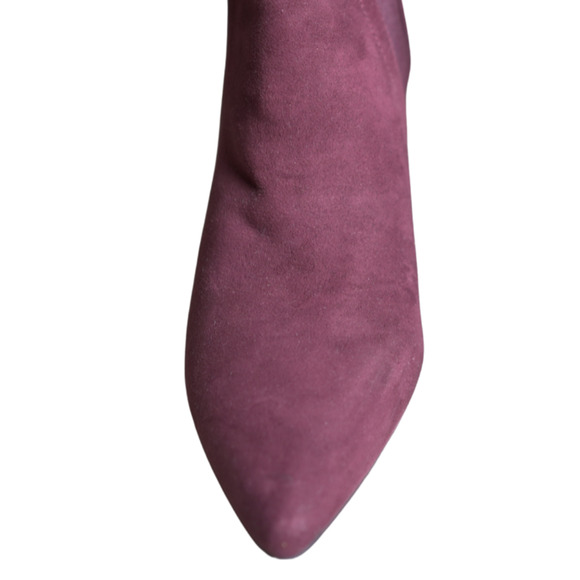 Ann Taylor Straight Stiletto Heel Suede Booties Boots Burgundy Feminine 7M NWOT - Picture 5 of 6